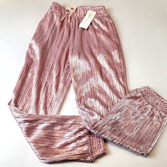 PEEK special occasion pants size 12 Rose Pink metallic NEW - Picture 1 of 14